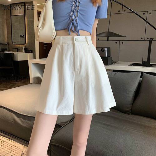 Shorts Women Summer Vintage Solid Leisure Sweet Ladies Elegant Fashion Soft Chic Folds All-match Simple New Clothing Ulzzang Fit