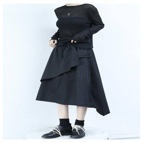 2021 new large skirt black design irregular slim high waist fishtail skirt