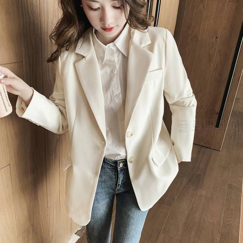 Spring and Autumn New White Blazer Women Korean Loose Casual Jacket