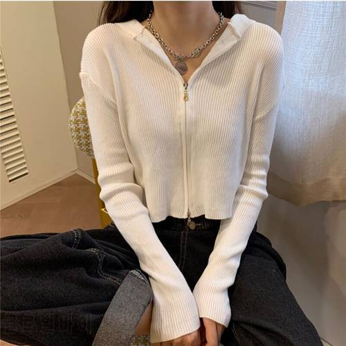 Hooded Long Sleeve Sweater Cardigan Short Coat Chic Casual Chaquetas Para Mujer Chaquetas Mujer Manteau Femme Hiver 2021