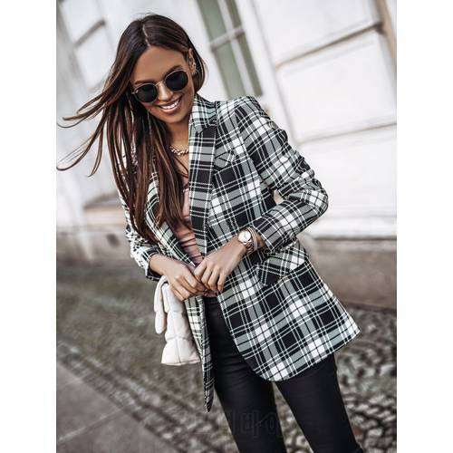 2022 Autumn Plaid Women Blazer Coat Single Breasted Pocket Long Sleeve Female New Blazers Office Casual Ladies Outerwear