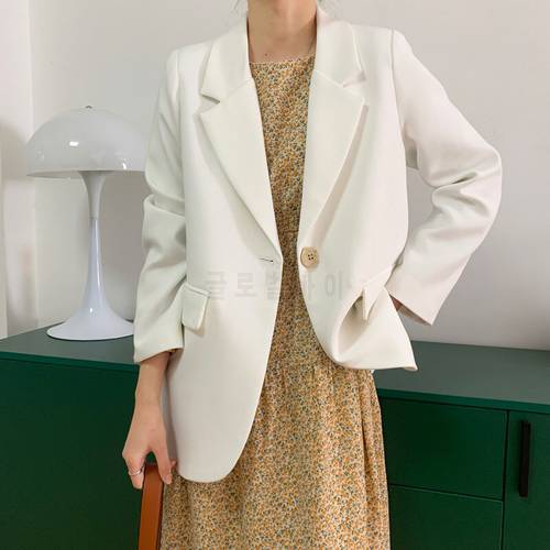 2022 New Women Spring Coat Turn Down Collar White Blazer Feminino Vintage Ladies Coat Casaco Feminino Tops For Women Clothes