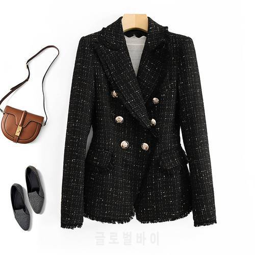 Goddess temperament tweed suit jacket 2021 New double-breasted high-quality slim suit is thin and Small fragrance Jacket Women