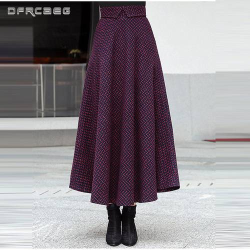 Thicken Big Swing Women&39s Wool Maxi Skirts Winter 2020 High Waist Elegant Woman Woolen Long Skirt Female Saia Longa