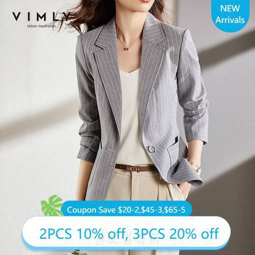 Vimly Spring Women&39s Blazer for Women Clothing Short Striped Coat Office Lady Business Slim Long Sleeve Suit Jacket Female F8732