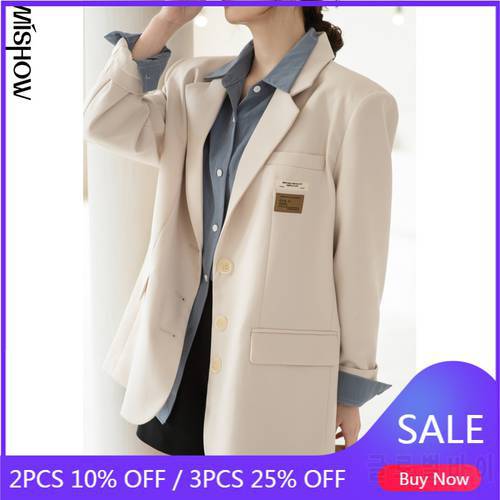 MISHOW 2021 Spring Blazers For Women Office Lady Long Sleeve Suits Outerwear Clothing Fashion Female Outdoor Coats MX21A6937