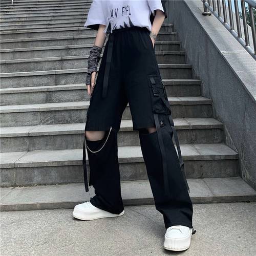 Goth women pants 2021 female high waist loose harem pant trousers casual cargo pants streetwear jogger pantalones plus size pant