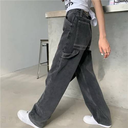 Wide Leg Black High Waist Women Jeans Denim Clothing Blue Streetwear Vintage Quality Harajuku Straight Pants