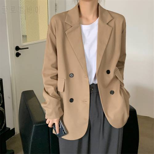 Women&39s Blazer 2022 Spring and Autumn Version of The Simple New Loose and Thin Mid-length Khaki Popular Long-sleeved Suit Jacket