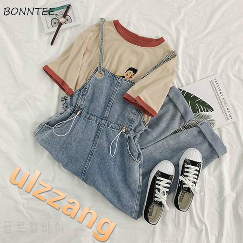 Jumpsuits Women Korean Style Chic Ankle-length Loose Daily Spring Autumn New All-match Trendy Pockets Solid Simple Womens Kawaii