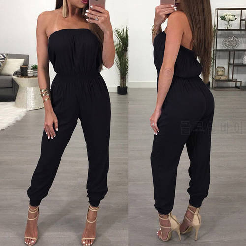 Women&39s Sexy Off Shoulder Sleeveless Jumpsuit Lady Casual Regular Fit Black Long Romper