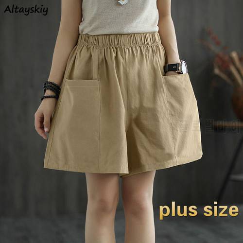 Shorts Women 4XL Mujer Summer Pocket Cozy Leisure All-match Female Elastic Waist Korean Style Trendy Hot Sale Trousers Simple