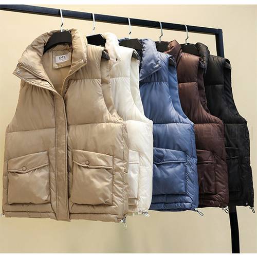 Korean Fashion Student Cotton-Padded Vest Women&39s Sleeveless Casual Jacket Vintage Clothes Female Coat Winter Ropa De Mujer