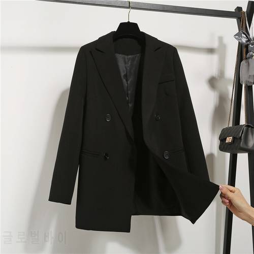 Autumn Fashion Women&39s Long Sleeve Double Breasted Student Jacket Loose Casual Black Blazers Jackets Work Wear Coat
