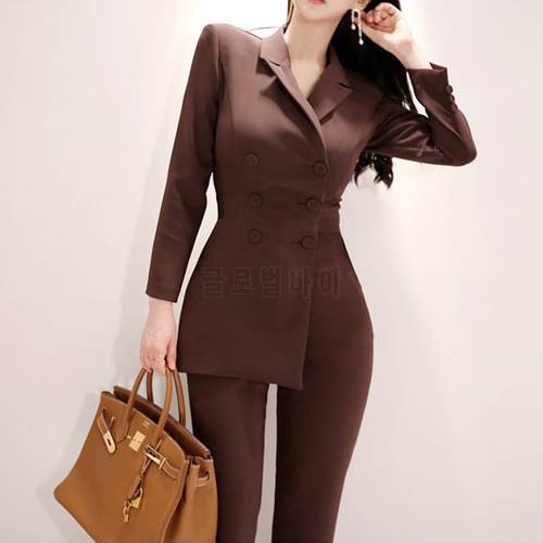 New Fashion Elegant Office Women Jumpsuit Temperament Simple Casual Double Breasted Slim Female Mujer High Waist Straight Romper