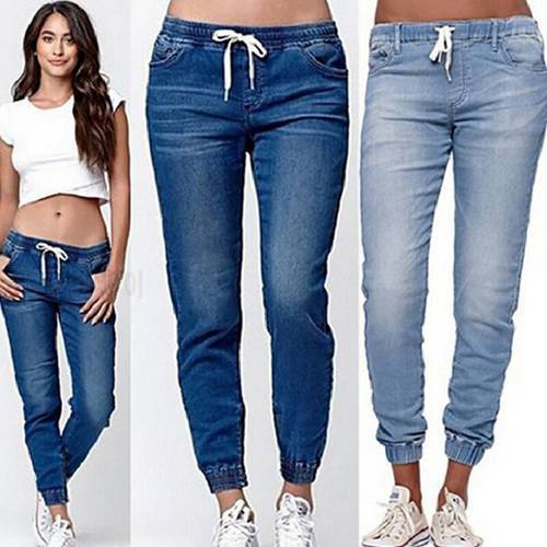 Middle Waist Ladies Lantern Jeans 2020 New Women Summer Autumn Skinny Fashion Casual Drawstring Jeans High Quality Simple Jeans