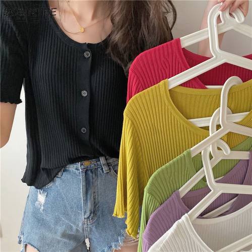 Cardigan Women Loose Various Colors Solid Vintage Cool Summer Fashion Button Streetwear O-neck Harajuku Mujer Casual Retro Ins