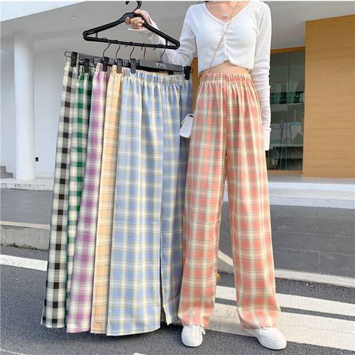 Plaid pants women&39s summer anime 2021 new high-waisted платье летнее женское2021 trousers drooping tug pants casual pants штаны