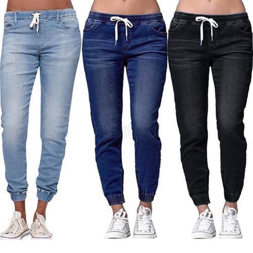 40%HOT Skinny Jeans Women Jogger Pants Plus Size Elastic Drawstring Elastic Waist Slim Stretch Jeans Ladies Pencil Pants