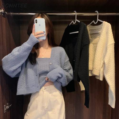Cardigan Women Solid Cropped Tender Simple Leisure 3 Colors College Spring Popular Comfortable Ulzzang Loose Feminine Sweater