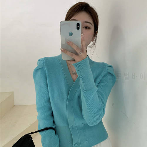 Woman Sweaters Femme Chandails Autumn and Winter Women&39s Sweater Coat Puff Sleeve Knitted Cardigan Pull Hiver