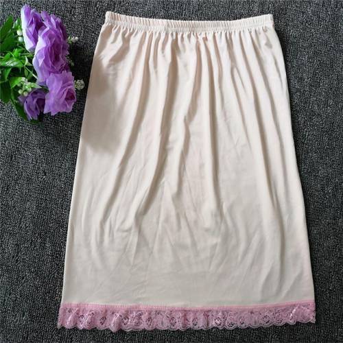 New Women Satin Half Slip Underskirt Petticoat Under Mini Skirt Loose Anti-exposure Skirts Female Comfortable Solid Color Skirts
