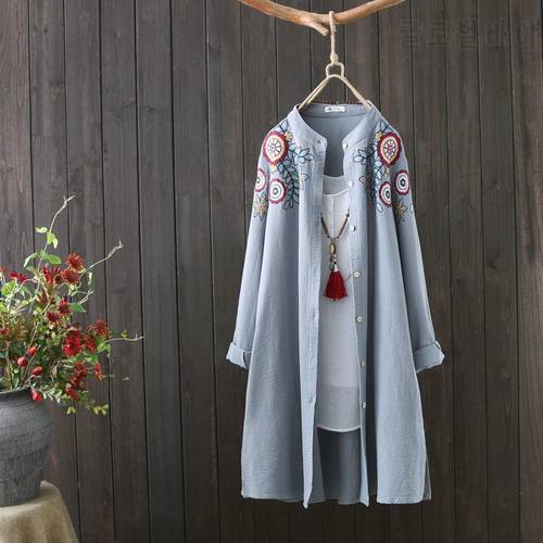 Fashion Women Plus Size Shirt Coat Spring Summer Top Embroidery Blouse Long Sleeve Jackets Female Casual Sunscreen Coats