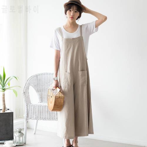 2020 Summer Women Jumpsuit Loose Cotton Ropmers Jumpsuits Casual Solid Bib Overalls Female Dungarees Plus Size Playsuits Pockets