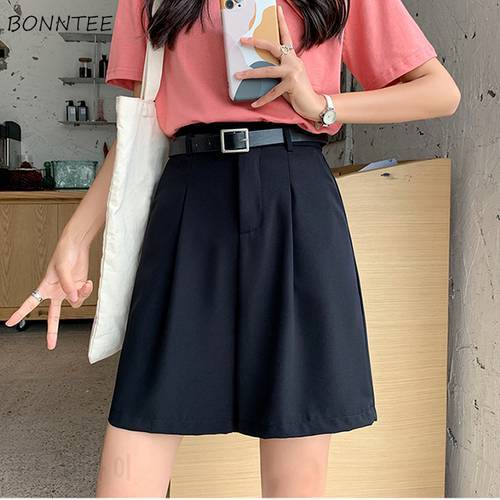 Shorts Women Students High-waist Solid High-quality Y2k Office Lady Summer Chic Korean Pockets Button Female Fashion Breathable