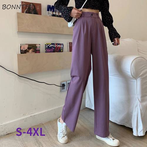 Pants Women High Waist Baggy S-4XL Basic Simple Popular Trousers Solid Leisure Harajuku College Female Elegant Spring New Chic
