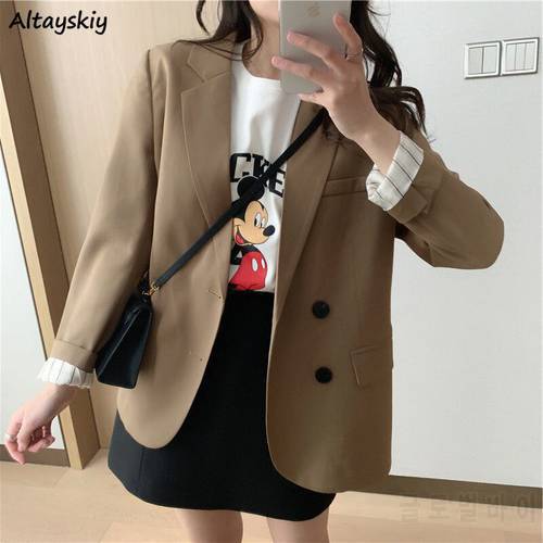 Blazers Womens Autumn Fashion Basic Outwear Notched Single Breasted Solid Casual Daily New Korean Style Female Office Lady Tops