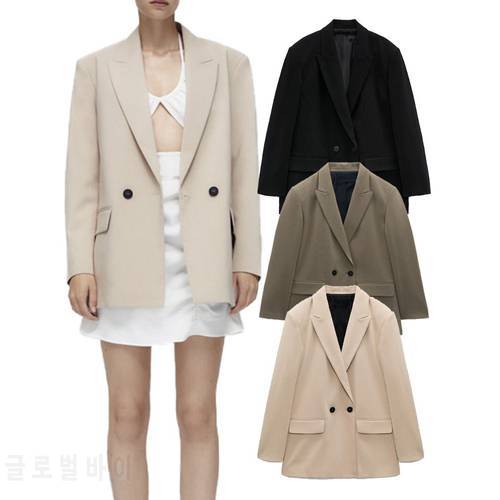 suit 2021 early autumn new women&39s clothing all-match loose casual double-breasted suit jacket professional wear