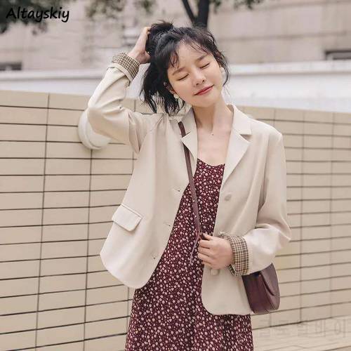 Blazers Women Spring Korean Preppy Style Loose Casual Solid All-match Students Trendy Long Sleeve Single Breasted Outerwear Chic