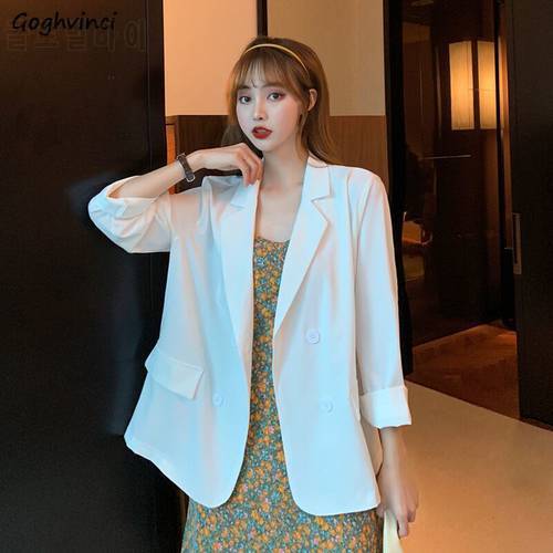 Blazers Women Loose Pockets Summer New White Thin All-match Streetwear Outwear Classic Double Breasted Mujer College Office Lady