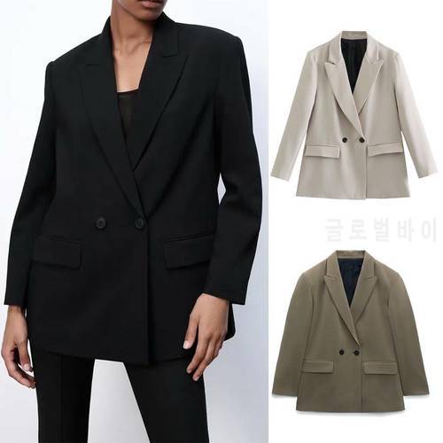 New Woman Blazers 2022 Loose Double-breasted Blazer Woman Suit Collar Button 9-Color Suit women Jackets Suits Party Formal Wear