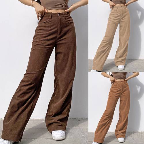 Women’s Mid Waisted Wide Leg Pants Straight Casual Baggy Trousers Spring Fashion Solid Jeans Pantalon Pour Femme Fast Shipping