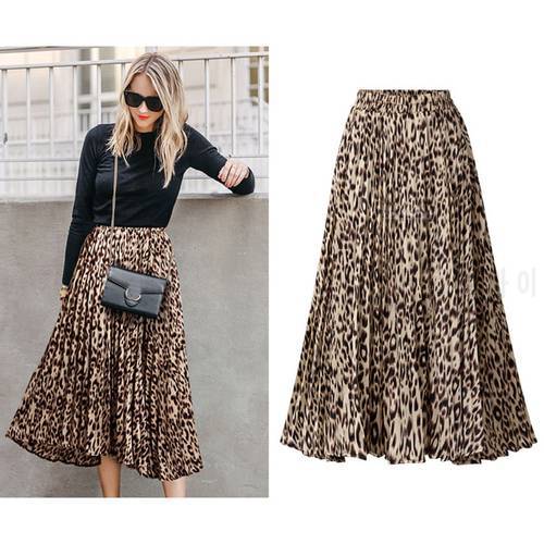 Fashion Skirts Womens 2021 Chiffon Loose Pleated Leopard Printed Evening Party Layered Pleated Skirt Faldas Largas Юбка Женская