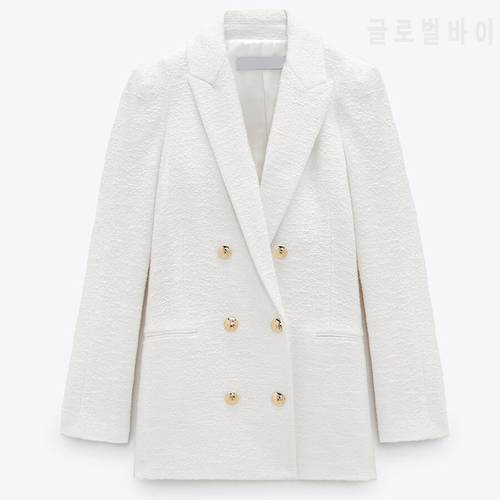 Fall Winter 2021 Womens Fashion Suit Blazer Women White Blazers and Jackets Chic Button Office Suit Coat Ladies Elegant Outwear