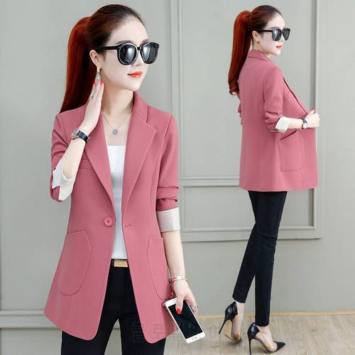 2022 Women Blazer Jacket Black Casual Suit Spring Jacket Single Button Office Jacket Business Outwear Ladies Suit Female Tops