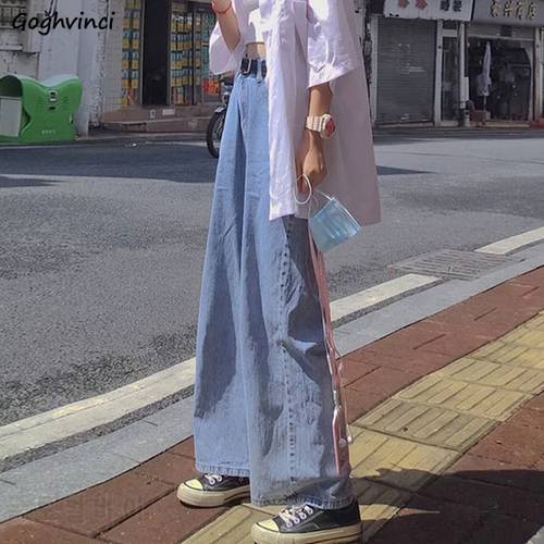 Jeans Women Harajuku Retro Korean Style Students Vintage Streetwear Teens Skater Simple Casual Solid Classic High Waist Baggy