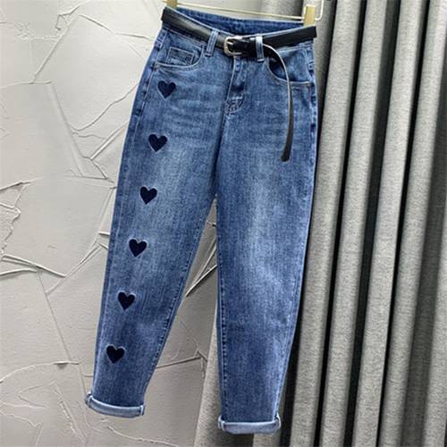 New Women Denim Harem Pants Loose Casual Korean Mom Jean Boyfriend Jeans For Women mid Waist Plus Size