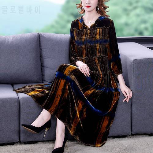 ZUOMAN jacquard Patchwork Velvet Dress Vintage Spring And Autumn Women&39s Long Sleeve Elegant Fashion Korean Style Clothes