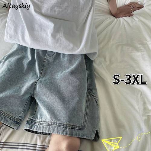 S-3XL Shorts Women Denim Loose Boyfriend Pocket Distressed Casual Teens All-match Design Side-slit Cool Girl Ulzzang Trouser Ins