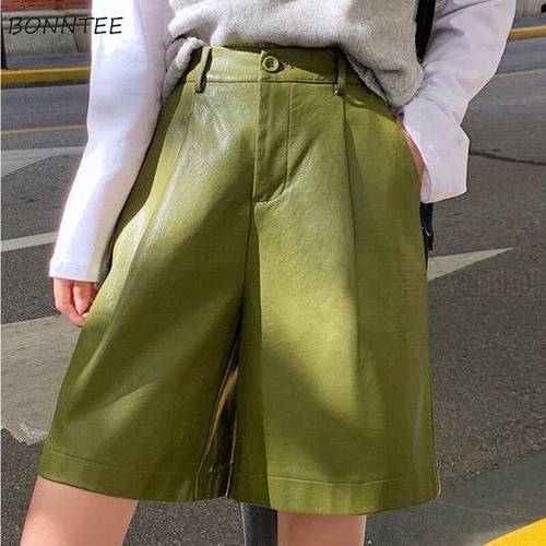 PU Shorts Women Korean Style Vintage Daily S-3XL Autumn Street Wear Cozy Unisex Design Ins Leisure Prevalent Femme New Harajuku