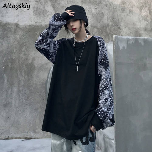 Long Sleeve T-shirts Artistic Stylish Vintage Patchwork O-Neck Harajuku Aesthetic Clothes Mujer Tees Students Design Classic New