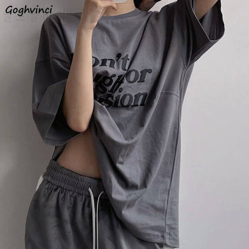 Retro Letter Printing T-shirts Women All-match BF Couples Short Sleeve Tops Baggy Cozy Hip-pop Harajuku Streetwear Female Hot