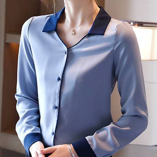 Long Sleeve Women Blouses Shirts Blusas Mujer De Moda 2022 Blouse Women Turn Down Collar Office Blouse Chiffon Blouse Shirt D427