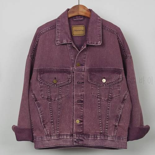 Harajuku Spring Denim Jacket Women 2019 Big size Vintage Purple Jeans Jackets Female Ladies Casual Basics Coat Women Streetwear