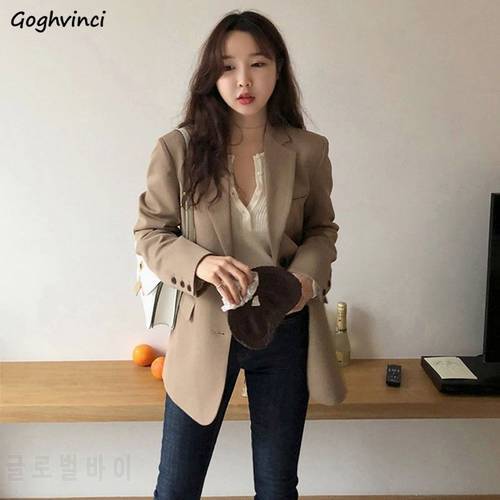 Blazers Women Long Sleeve Harajuku Solid Stylish Notched Baggy Tender All-match Korean Version Leisure Hot Sale Mujer Clothing