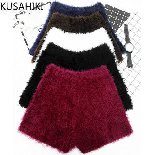 KUSAHIKI 2021 Autumn Winter New Knitted Shorts Women Korean High Waist Bottoms Causal Fashion Warm Sweater Short Femme 6N278